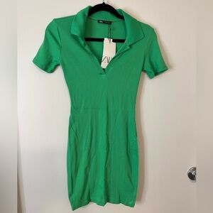 Zara NWT green short sleeve dress